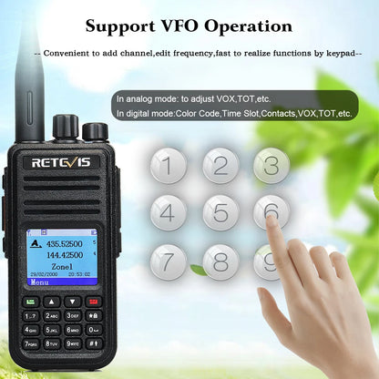 Retevis RT3S Walkie Talkie DMR Radio Long Range Walkie Talkies Camping Ham Radio UHF VHF GPS AES256 Encryption Digital Portable