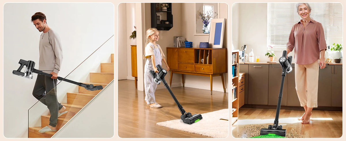 Cordless Vacuum Cleaner, 55Kpa/55min Self-Standing Powerful Stick Lightweight Vacuum Cleaner for Home Pet Hair/Hard Floor/Carpet