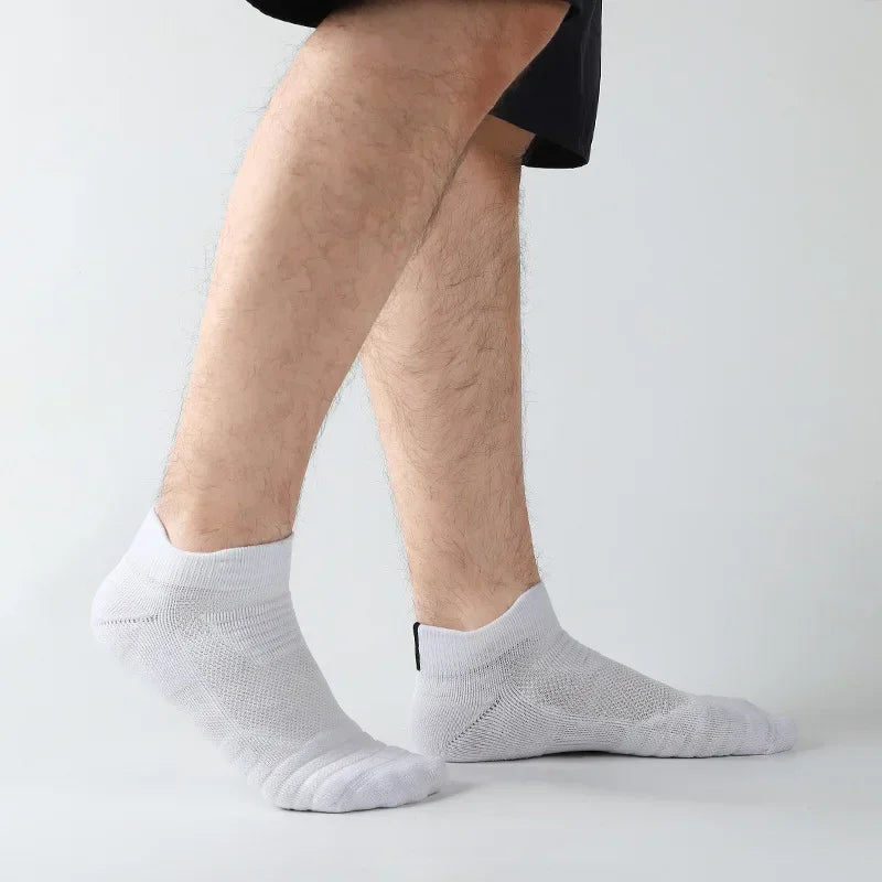 3 Pairs Breathable Mesh Athletic Terry Socks Cushioned Moisture-managing and Durable Reduces Foot for Running Hiking & Sports