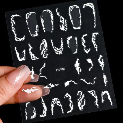 3D Metal Silver Flame Nails Stickers Gold Bronzing Stripe Lines Sliders Design Manicure French Nail Art Decoration Decal #Y2K