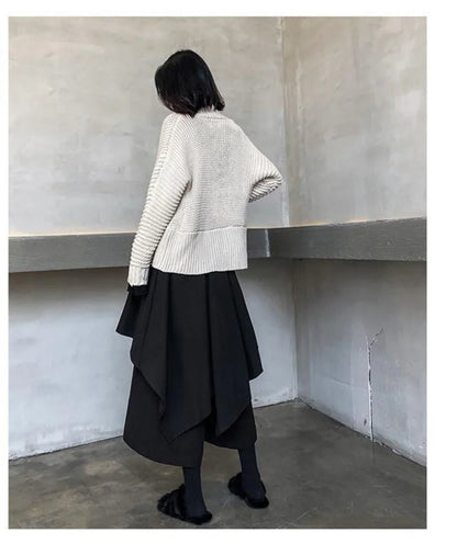 Women Skirts Gothic Irregular Skirts Pants Women High Waist White Black Long Skirts Female Pleated Skirts Culottes Women Clothes