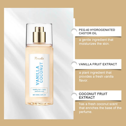 Vanilla Coconut Lady Body Cologne Natural Lasting Luxury Refreshing Light Fragrance Exudes Unique Charm Romantic Elegant Scents