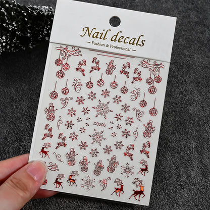 Winter Christmas Atmosphere Nail Stickers Snowman Snowflake Wapiti Self-adhesive High Quality Cute Nail Stickers Nail Art Deco