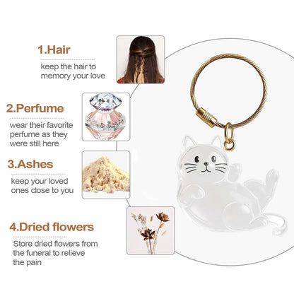 2x3x6cm Pet Hair Keychain Holder, Portable Cat Dog F ur Pendant For Bag, Keepsake Key Ring For Backpack Purse Wallet, Cute Gift
