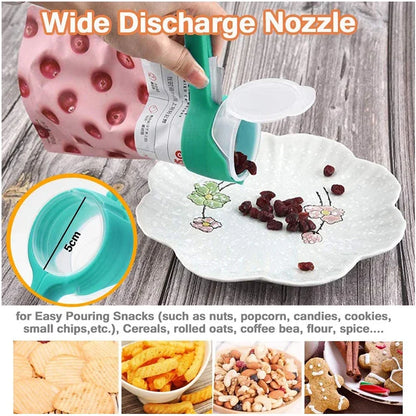 5PCS Sealer Clip With Pour Spouts Food Storage Bag Sealing Clips Plastic Cap Snack Candy Storage Fresh Clamp Kitchen Organizer