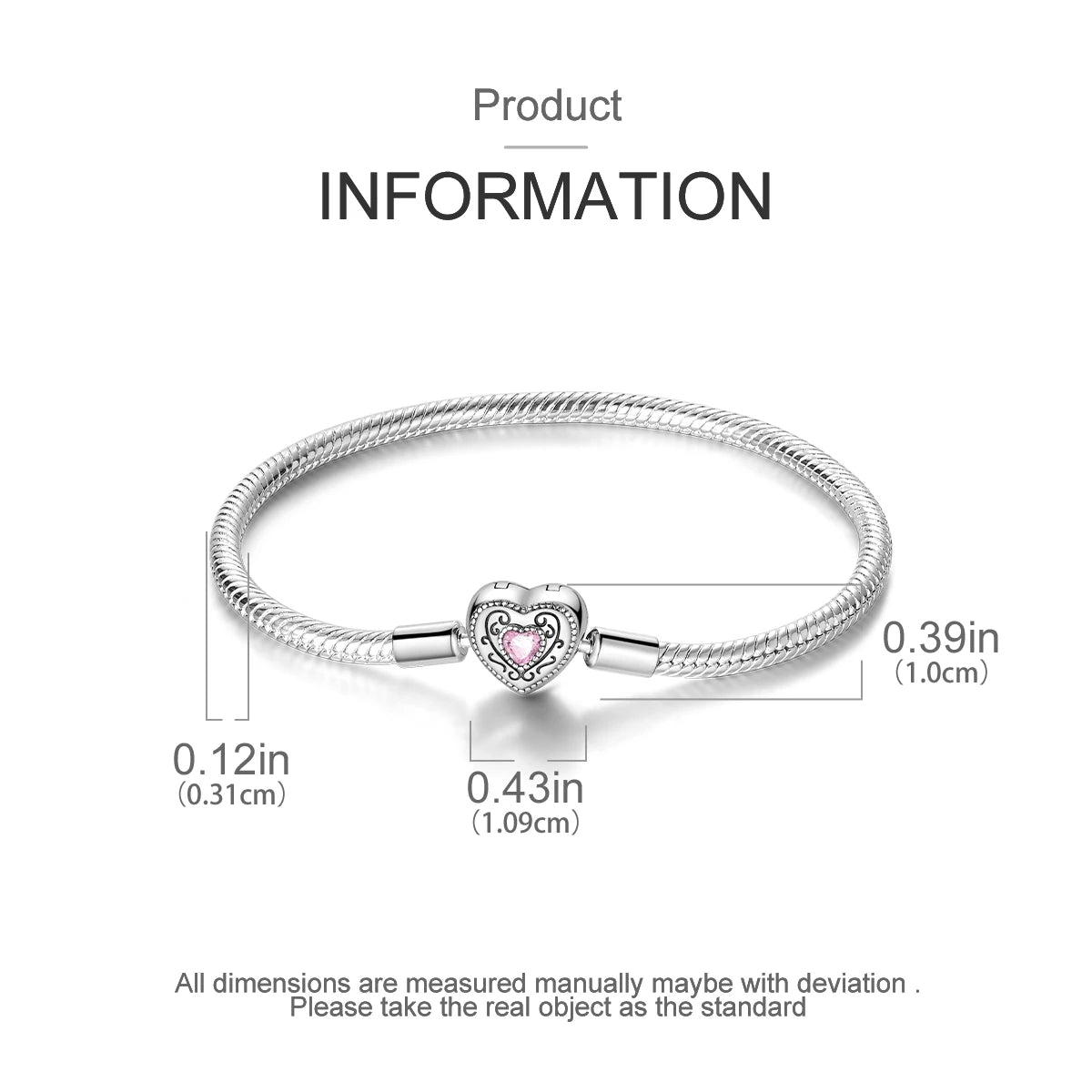 New Charm Bracelet 925 Silver Heart Shape Holy Mother Snake Chain Clasp Bracelet Fit Original Bead DIY Fashion Jewelry