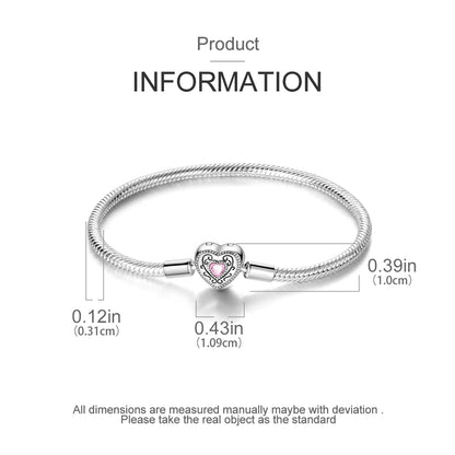 New Charm Bracelet 925 Silver Heart Shape Holy Mother Snake Chain Clasp Bracelet Fit Original Bead DIY Fashion Jewelry