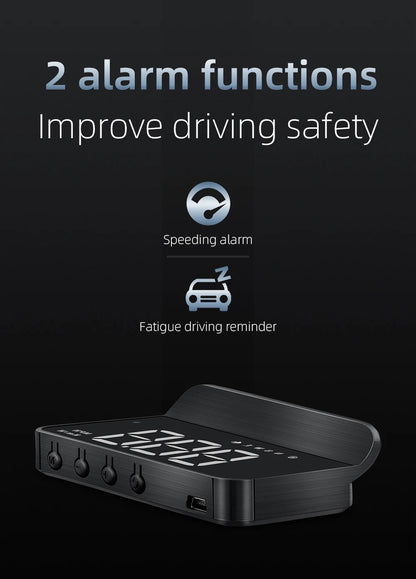 M3 HUD Obd2 Display On-board Computer Car Head-up display Windshield Big Font projection E-OBD and GPS Suitable for All Cars M1