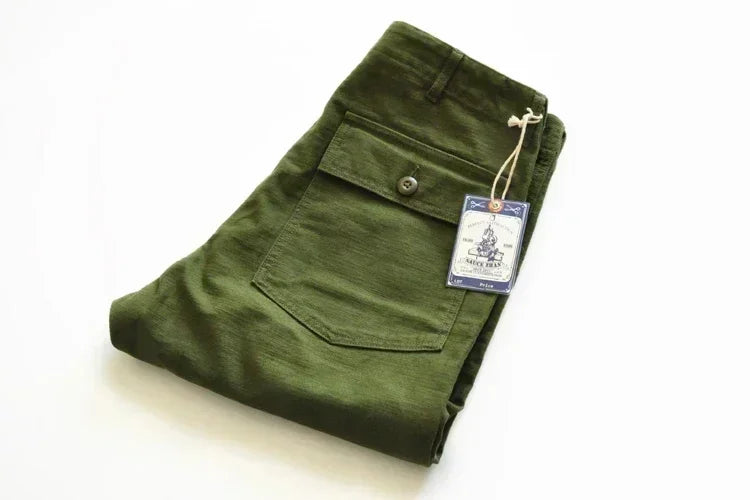 SauceZhan OG107 Utility Fatigue Pants Military PANTS Classic Cargo  Olive  Men's Baker Pants Satin Cotton Straight Fit