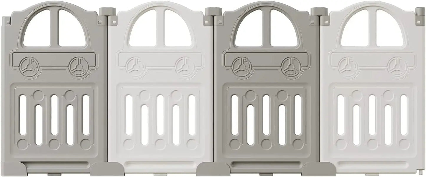 UBRAVOO Foldable Baby Playpen with Basketball Hoop & 50Pcs Coloured Pit Balls,  Toddler and Baby Play pen  fence, 14-Panel