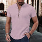 New Men's Short Sleeve Tshirt V neck button Cotton Linen Shirt Men's Casual Clothes Popular Tops for Men