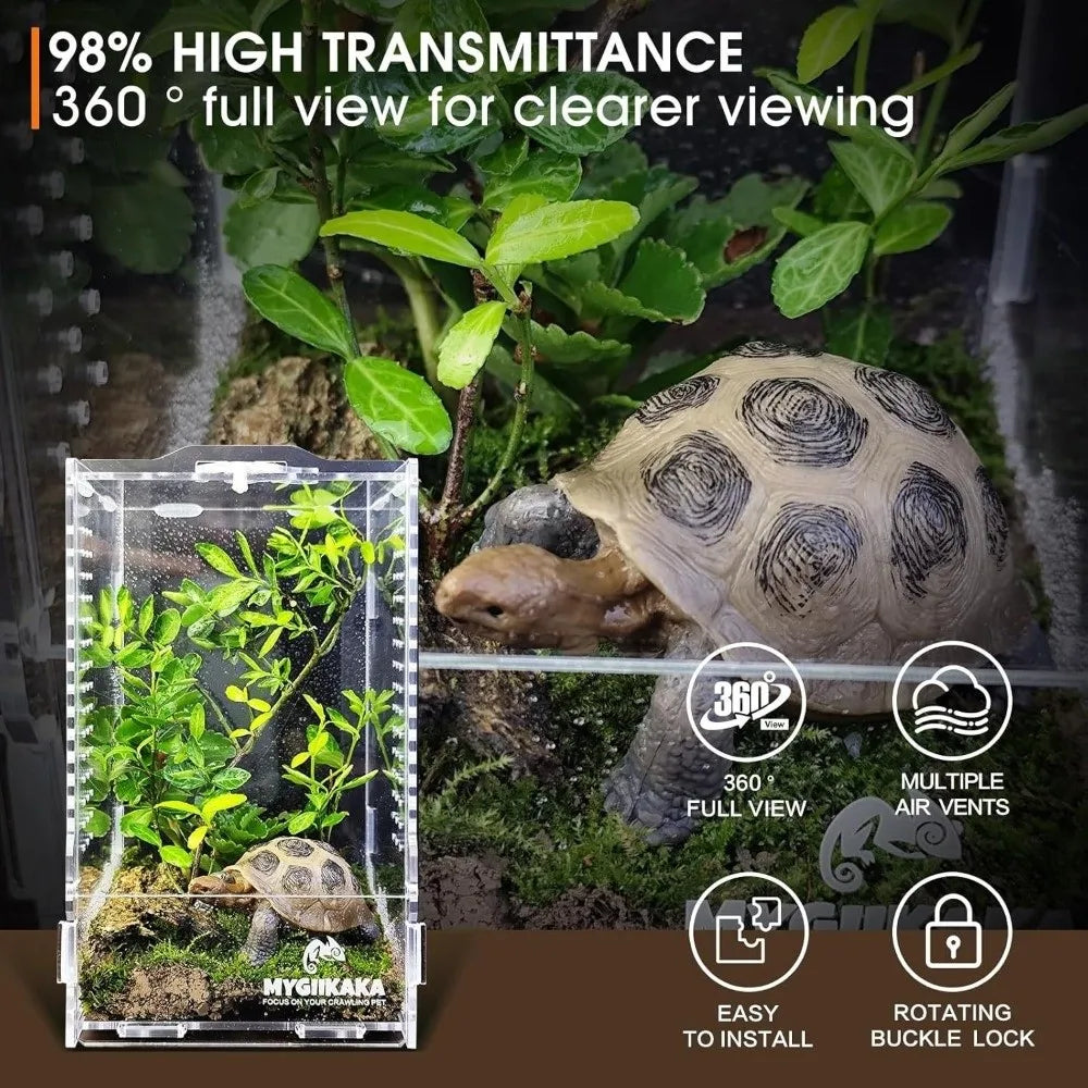 Acrylic Jumping Spider Enclosure Buckle Lock Escape Proof Reptile Feeding Tank Transparent Ventilated Spider House