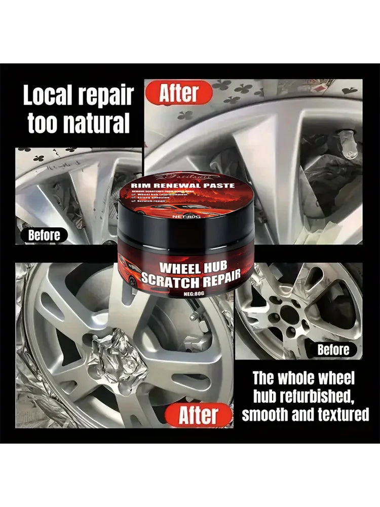 Car Wheel Rim Scratch Refurbishment Paste, Tire Rim Scratch Paint Repair Paste - Black And White Silver Aluminum Alloy Rim Profe