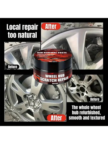 Car Wheel Rim Scratch Refurbishment Paste, Tire Rim Scratch Paint Repair Paste - Black And White Silver Aluminum Alloy Rim Profe