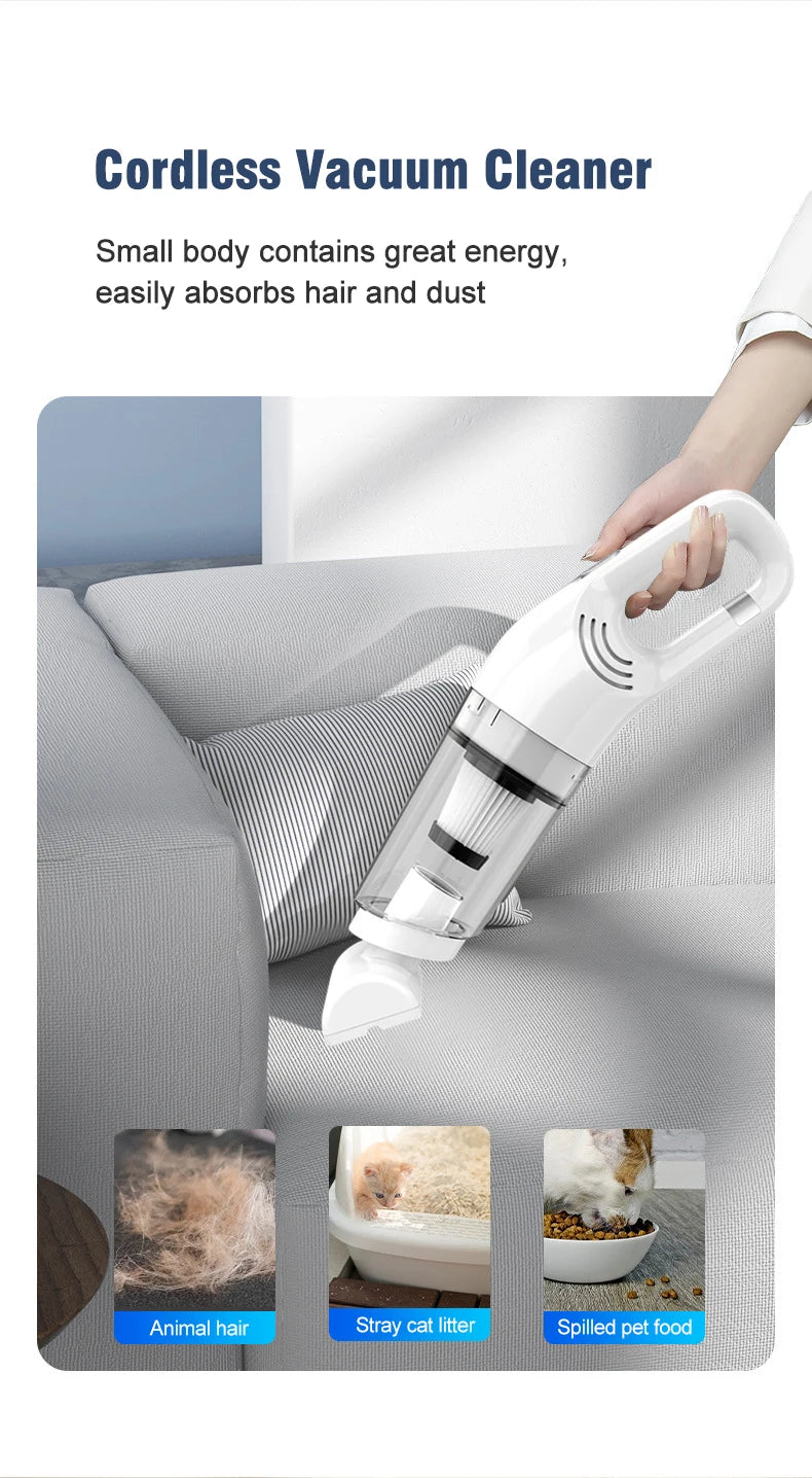 USB Charging Vacuum Cleaner Mini Portable Wireless Hand Held Cleaner Powerful Cleaning Machine Car Home Appliance For Dust Pet Hair