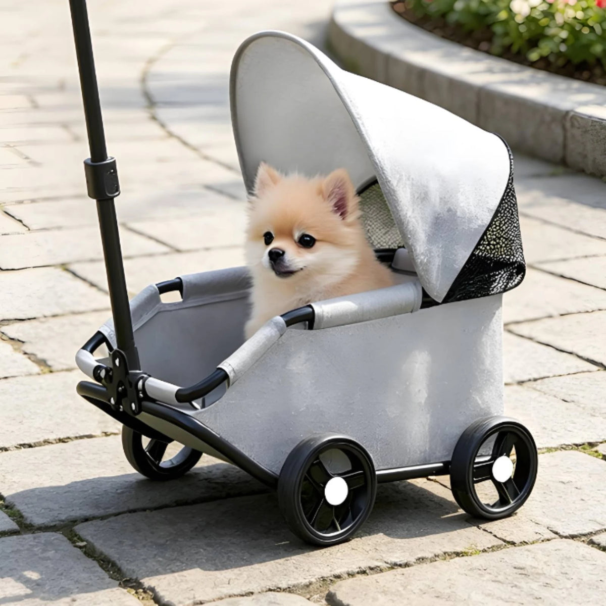 Foldable Pet Stroller 360-Degree Steering Lightweight Pet Stroller Rolling Carrier Body Transport Easy Fold