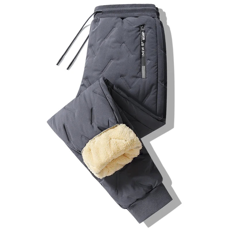 Winter Sweatwear Men Plush Thick Fleece Sweatpant Lambswool Thermal Trousers Casual Pants Waterproof Windproof Warm Pants