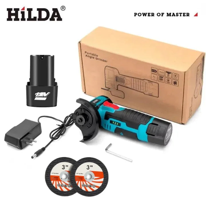 HILDA 12V/3 Inch Lithium Electric Angle Grinder Mini Small Household Handheld Cutting Machine Polishing Machine