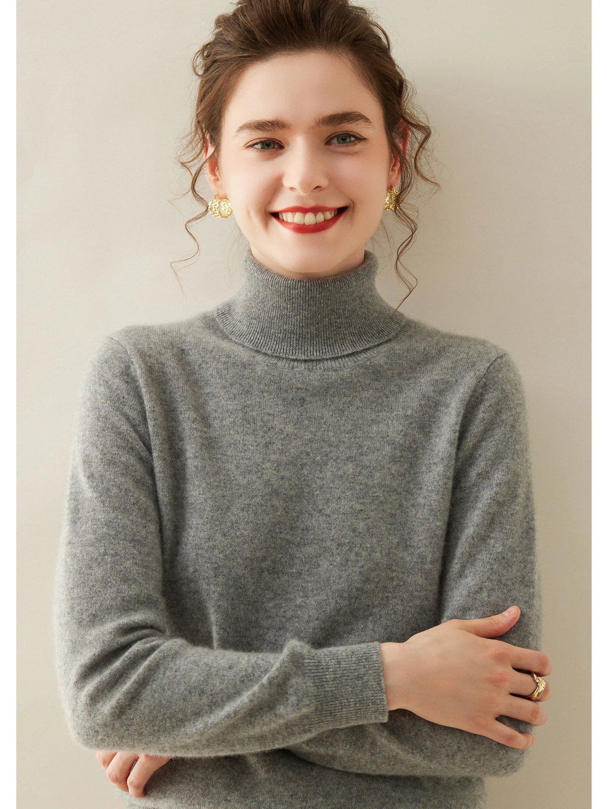 Cashmere Sweater Women's Turtleneck Long Sleeved Knitted Pullover 100% Pure Cashmere Base Sweater Korean Version Women's Top