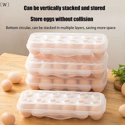 〔W〕1Pc 12/18 Grid Egg Storage Box With Lid Kitchen Refrigerator Egg Box Egg Drop Rack Household Fridge Egg Organizer Egg Tray