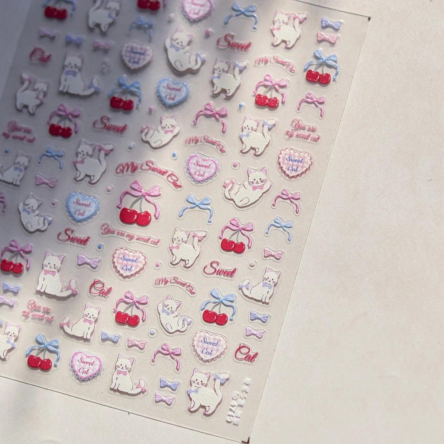 Collage Text English Letter Musical Note Star Graffiti Colorful 5D Love Heart Bowknot Nail Art Sticker Adhesive Manicure Decals