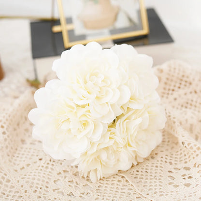 5pcs Beautiful Artificial Peony Flowers High Quality White Bouquet Wedding Home Table Decor Fake Flowers Christmas Arrangement