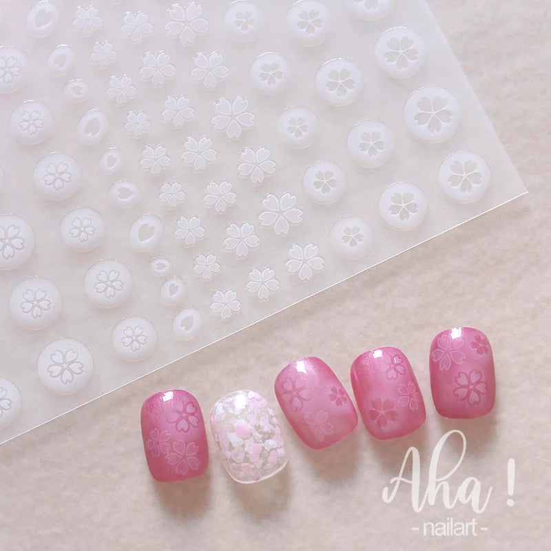 White Bloom Translucent Hollow Butterfly Heart Nail Sticker Press on Nails Decals Hollow Heart Star Moon Shape Sticker Sliders