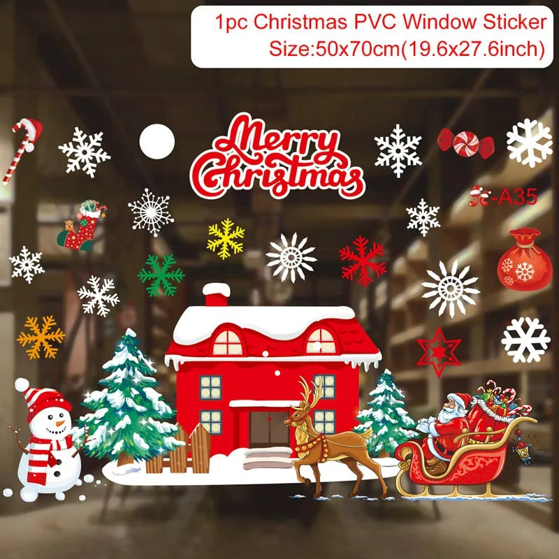 Christmas Window Stickers Christmas Wall Sticker Kids Room Wall Decals Merry Christmas Decorations For Home New Year Stickers