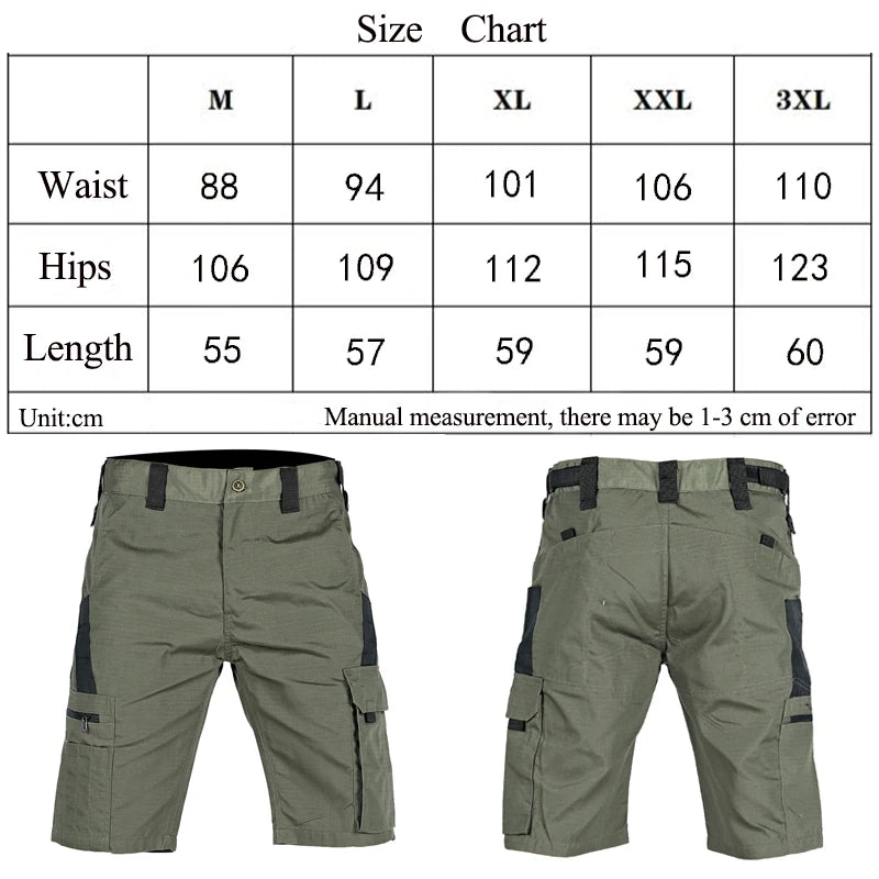 2024 Summer Men's Tactical Casual Shorts Waterproof Cargo Shorts Multi-pocket Quick Dry Wear-resistant Outdoor Training Overalls