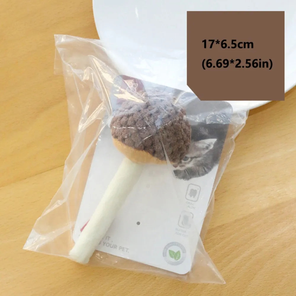 New Simulated Cat Chew Mushrooms Shape Soft Interactive Cat Bite-resistant Non-toxic Realistic Mushroom Cat Interactive Play