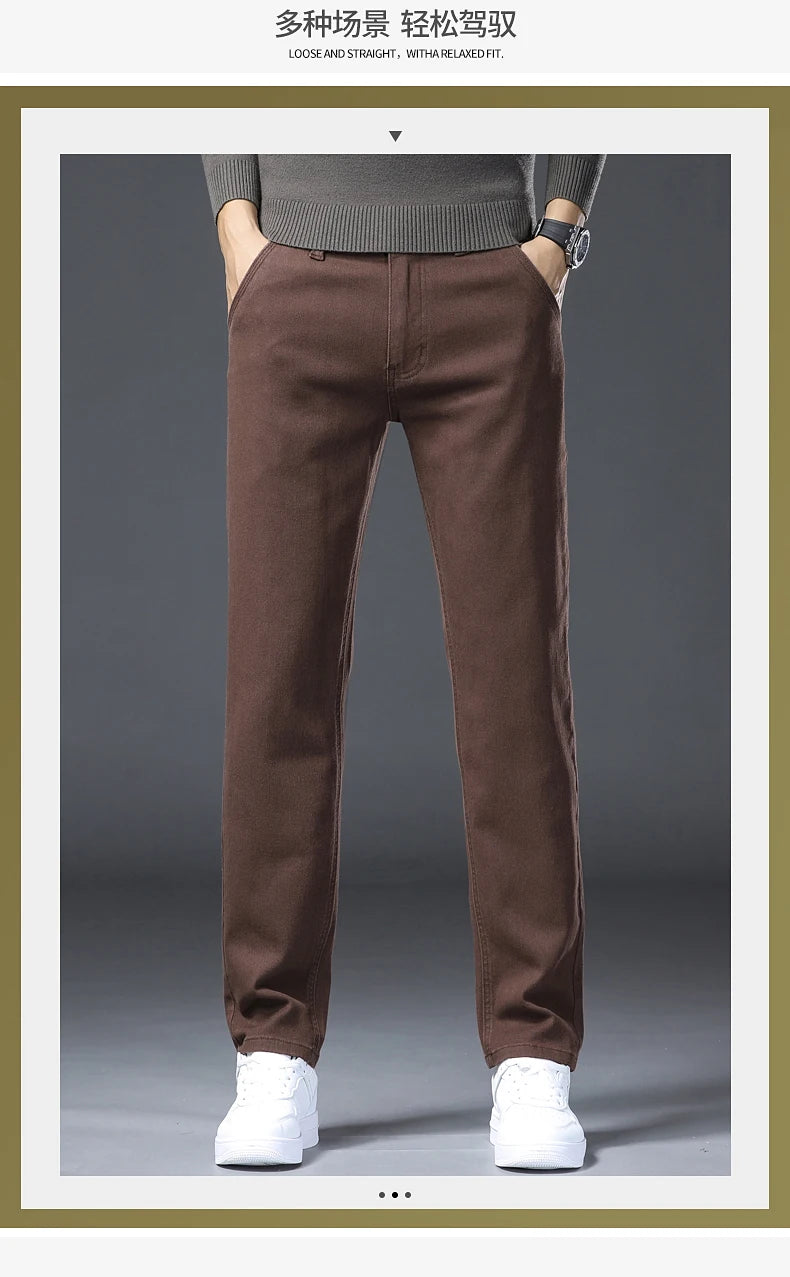 Classic Style 3 Colors Autumn Men's Slim Brown Jeans High Quality Business Casual High Stretch Denim Pants Male Brand Trousers