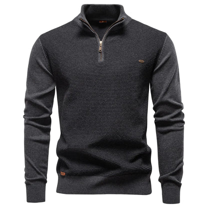 AIOPESON Men's Striped Sweater Solid Color Knit Pullover Warm Luxury Cotton Autumn Winter Casual Turtleneck Mens Sweaters