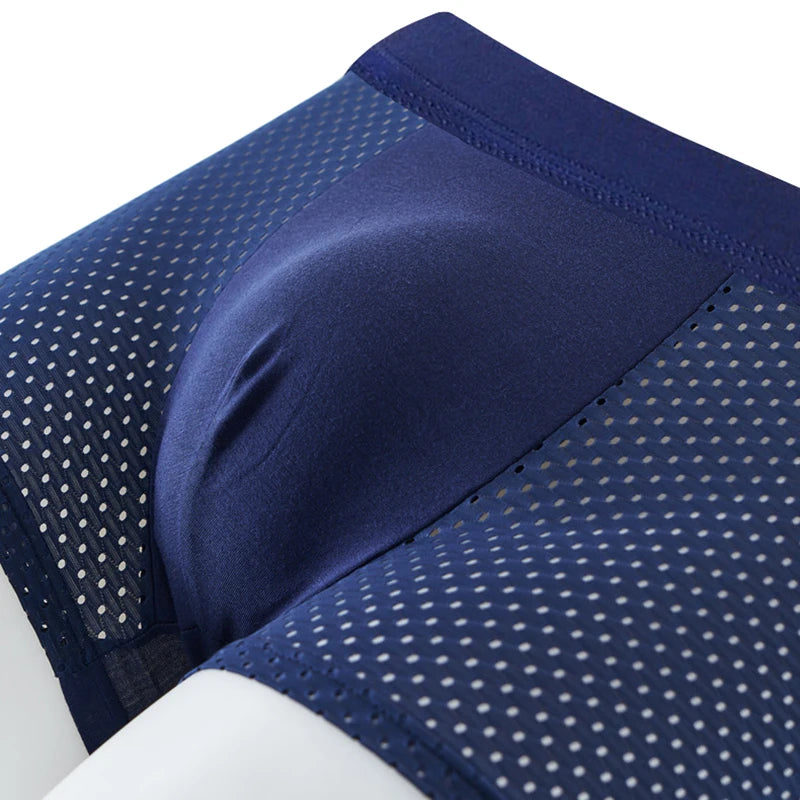 8pcs/set Men's Panties Ice Silk Mesh Men Underwear Breathable Men's Underpant Fashion Panties Male Solid Color Boxer Shorts
