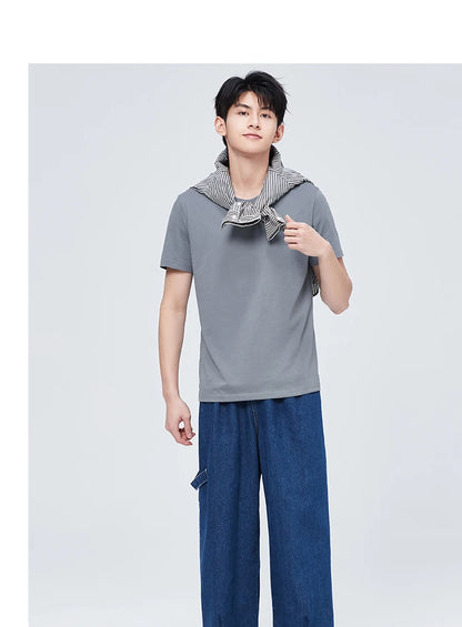 Semir Short Sleeve Men T-Shirt Cotton 2026 Summer New Man Clothing Thin And Versatile T Shirt Couples Solid Color Tops