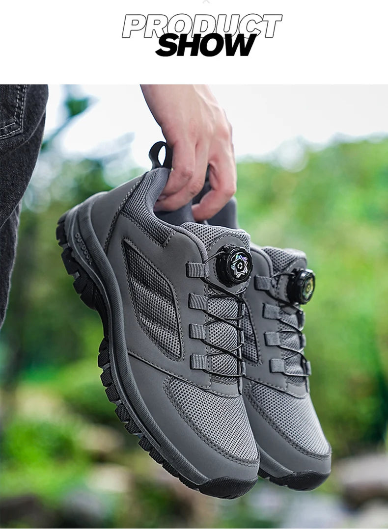 Men'S Spring And Autumn Outdoor Sports Shoes With Rotating Buckle Convenient Comfortable Anti Slip Hiking Shoes Large Size 39-48