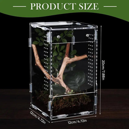 1pc Acrylic Transparent Reptile Breeding Box Amphibian Cage Nano Arboreal Tarantula Enclosure Jumping Spider Reptiles Habitat