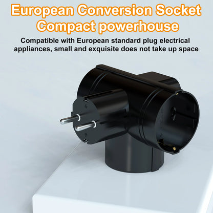 EU Converter Plug Adapter Electrical Socket With Switch German Standard 1 to 3 Way Outlets Double Plug Wall Socket Extender