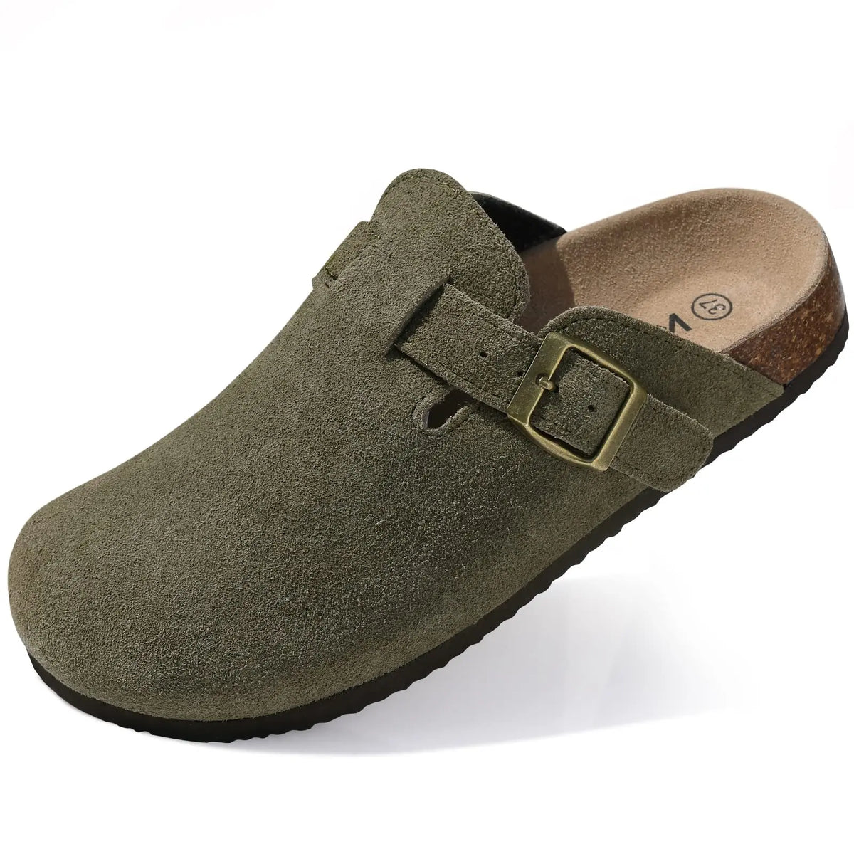 Shevalues Men's Suede Clogs Soft Leather Mules Men New Summer Men Cork Sandals Comfort Slip On Unisex Clogs With Arch Support