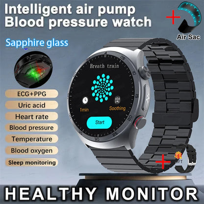 Sapphire Glass AMOLED Blood Pressure Smart Watches ECG Blood Oxygen Blood Pressure Air Pump Sport Health Tracking Smartwatch NFC