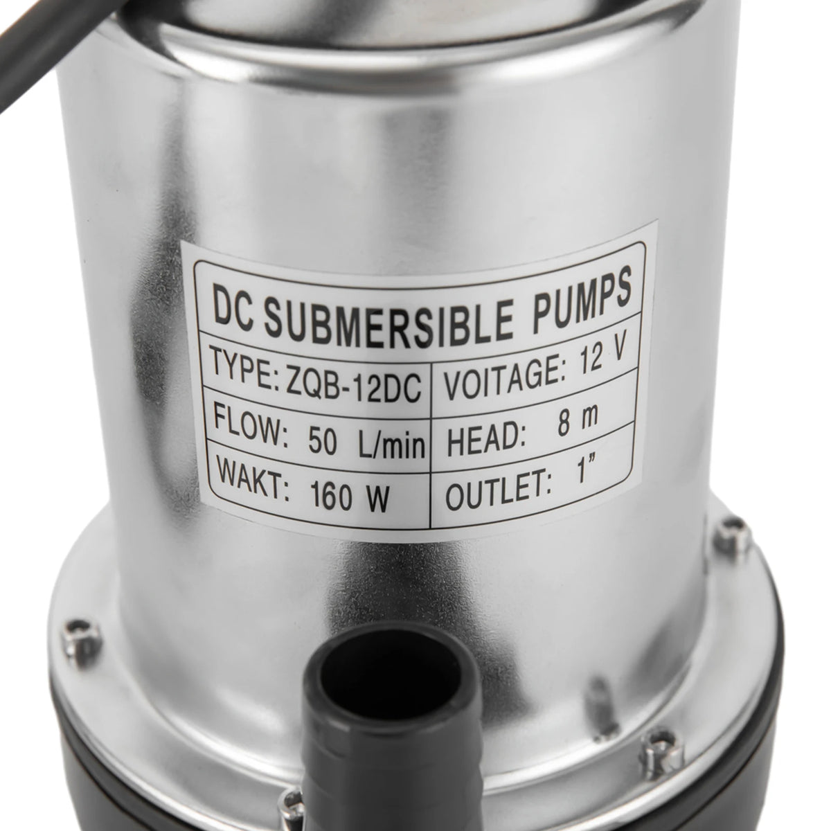 6000L/H Submersible Sewage Pump, 12V DC Sewage Dirty Water Pump 160W Stainless Steel Durable Drain Septic Sump Celler Pump