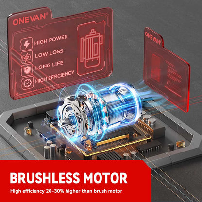 ONEVAN 3000W Brushless Electric Angle Grinder 3 Gear Cordless Cutting Metal Pipe Power Polish Tools For Makita 18V Battery Pin