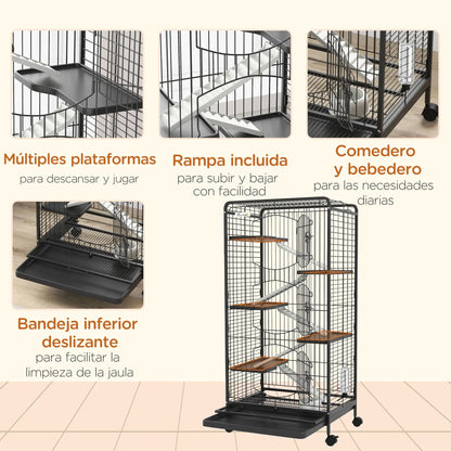 Metal Cage Black S for Small Animals Pet Cage with Assembly Kit Shipping from Spain