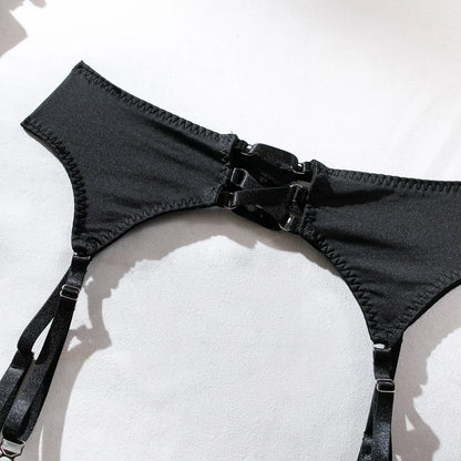 sexy lingerie set Bow bra Black Temptation Bra Set Belt Hollowed Out Gathering Four Piece underwear women Set Erotic Sleepwear