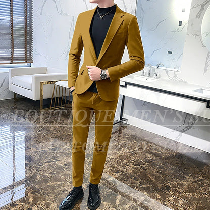 Mens Suits Wine Red Black Green Suits For Man Groom Wedding Velvet Tuxedo Velour Blazer Jackets Pants 2 Piece Costume Homme New