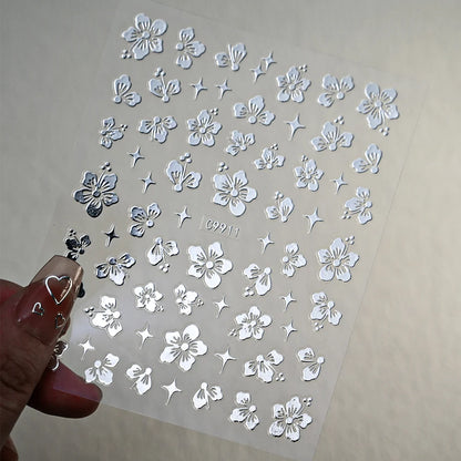 12Pcs 3D Gold Sliver Stars Nail Stickers Bronzing Starlight Nail Art Decals Self Adhesive Slider Decals DIY Nail Tips Decoration