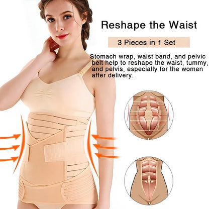 3In1 Corset Postpartum Band Pregnant Women Tummy Belly Peis Belt Wrap Waist Trainer Recovery Bandage Strap Body Shaper