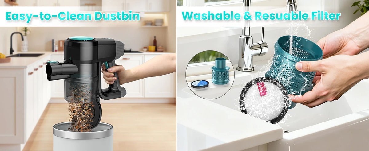 N3T Cordless Stick Vacuum 6 in 1 Handheld Vacuum Cleaner with LED Brush 40 Mins Runtime Self Standing for Pet Hair Hard Floor Carpet