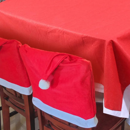 Santa Hat Chair Cover Red Non-woven Chair Back Cover Xmas Table Decoration Dining Chair Protector Christmas Party Supplies