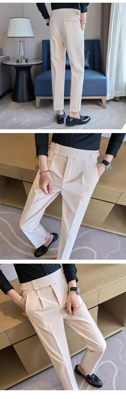 Business Casual Men's Suit Pants Breathable Versatile Korean Style Lightweight Luxury West Pants for Office Work Slim Fit