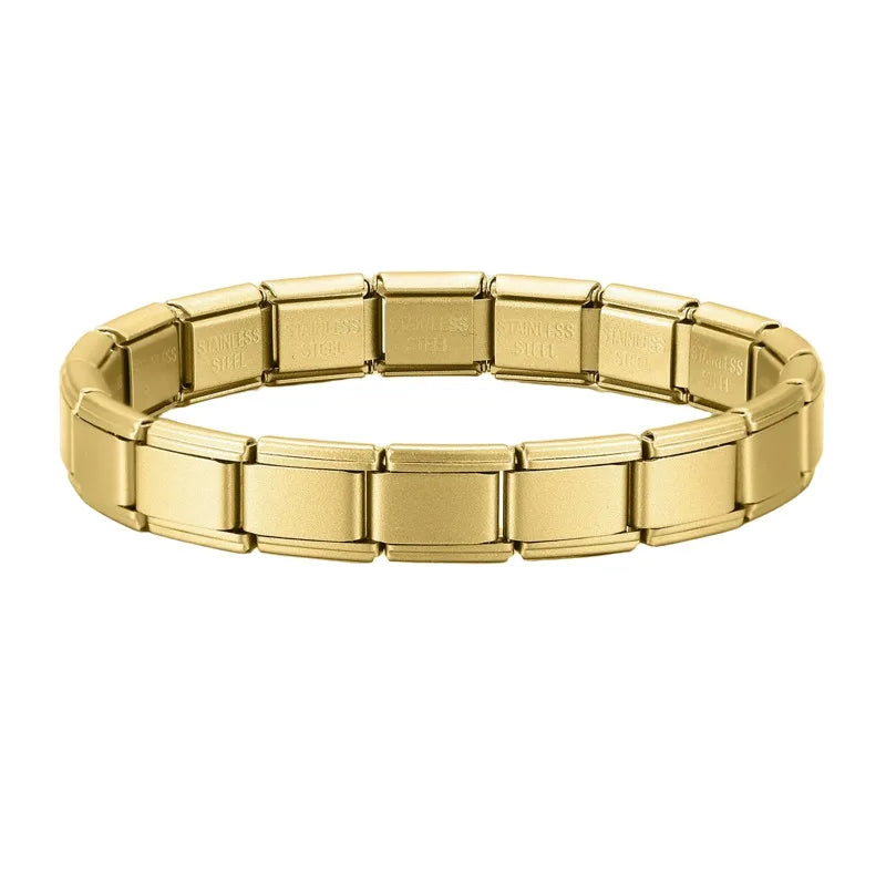 New Women's Men's Jewelry DIY 9MM Width Italian Elastic Charm Bracelet Solid Color Stainless Steel Fashion Bangle